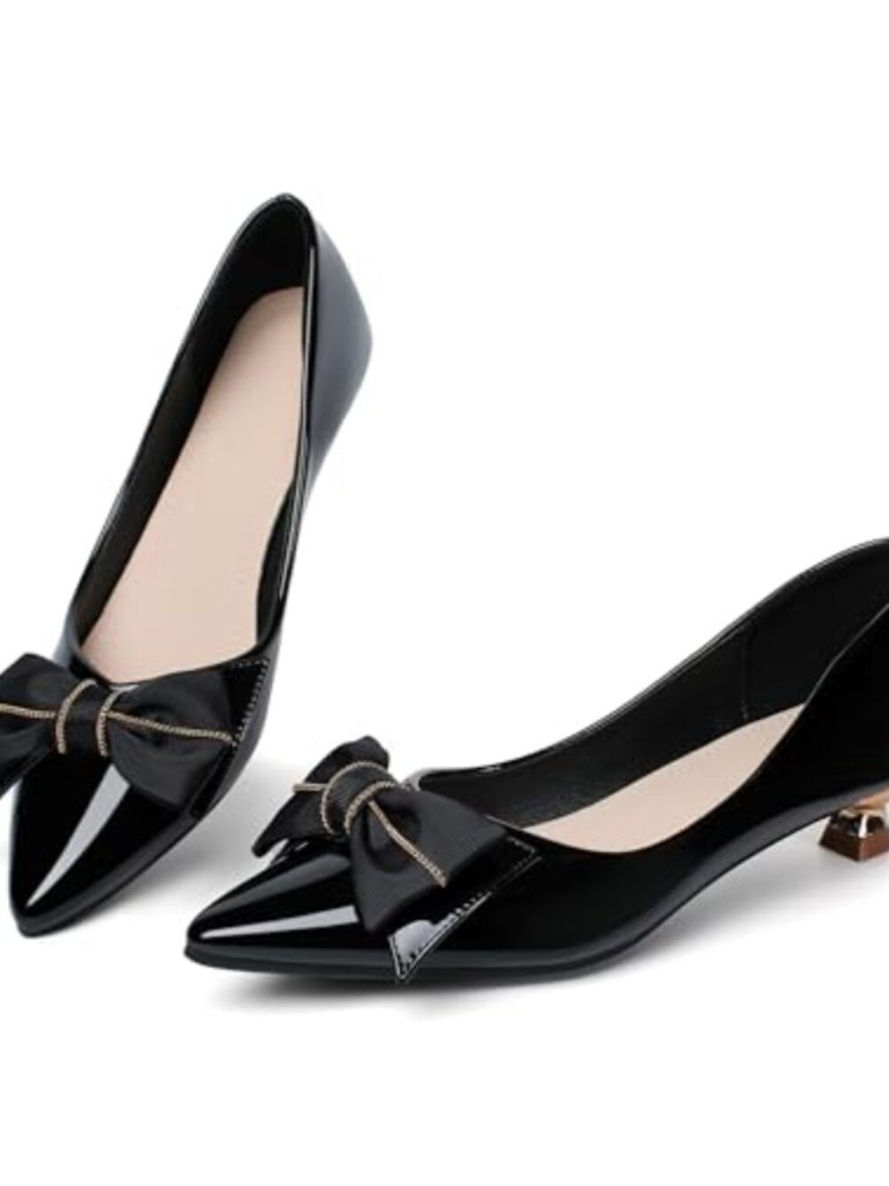 Womens Kitten Heel Pointed Toe Slip On Pumps Dressy Work Heeled Shoes